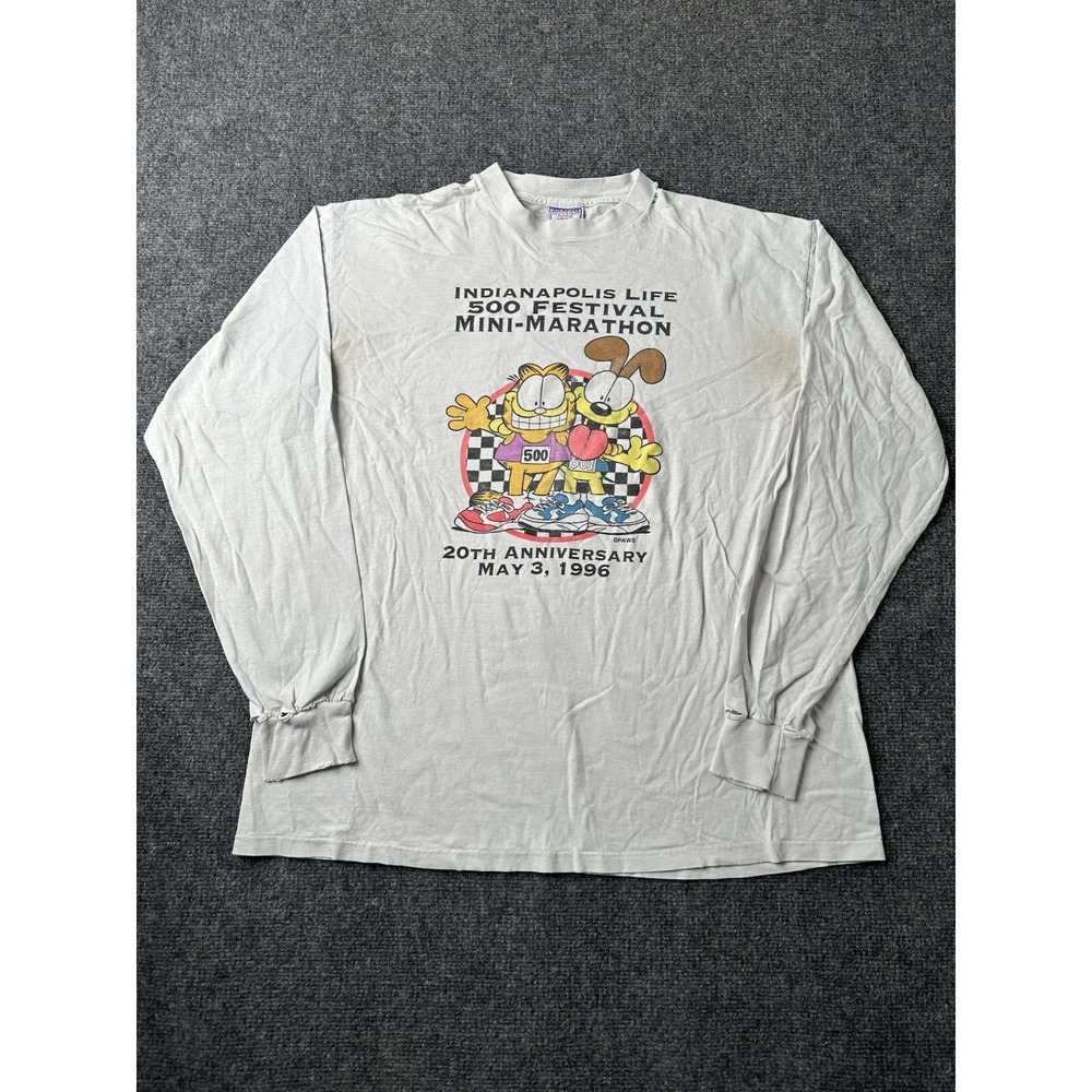 Mens 1996 Garfield Odie Indy 500 Festival Long Sleeve Shirt USA, Size XL